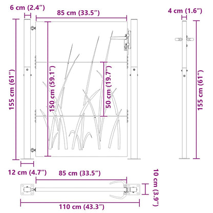 Cancello da giardino con blocco Nero 110 x 155 cm | homemem39