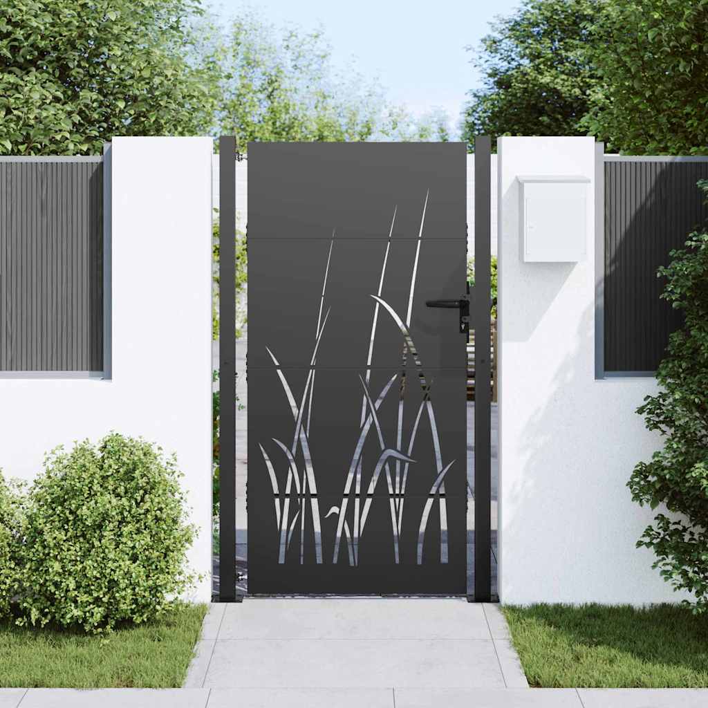 Cancello da giardino con blocco Nero 110 x 180 cm | homemem39