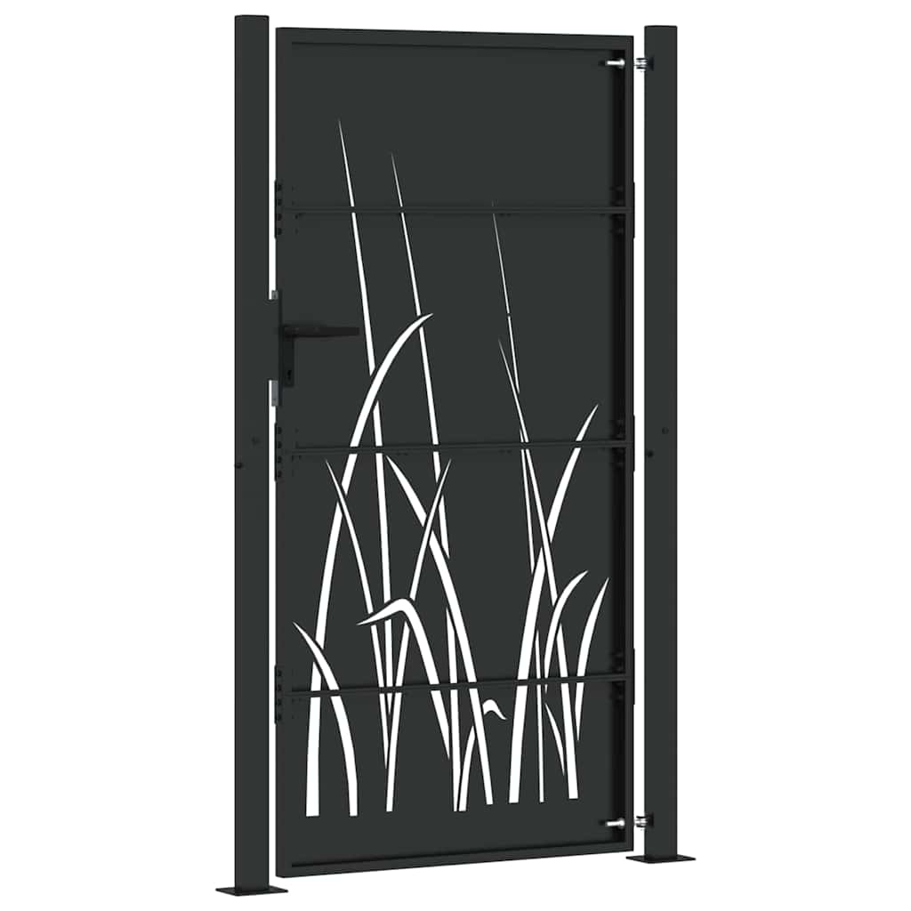 Cancello da giardino con blocco Nero 110 x 180 cm | homemem39
