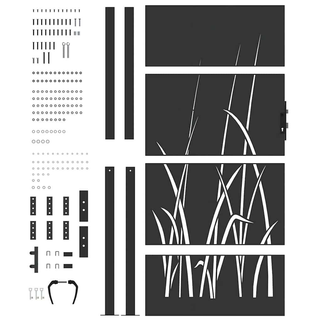 Cancello da giardino con blocco Nero 110 x 205 cm | homemem39