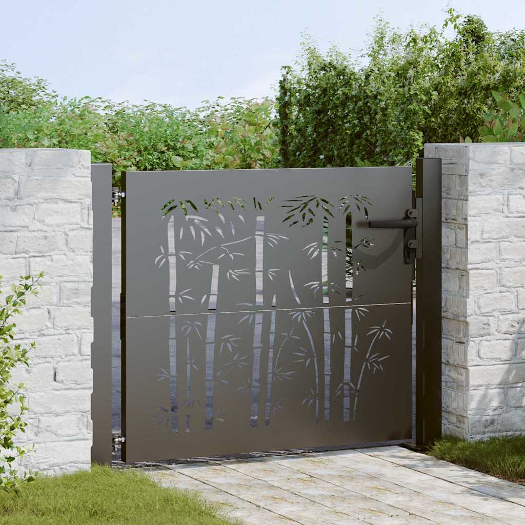 Cancello da giardino con blocco Nero 110 x 105 cm | homemem39