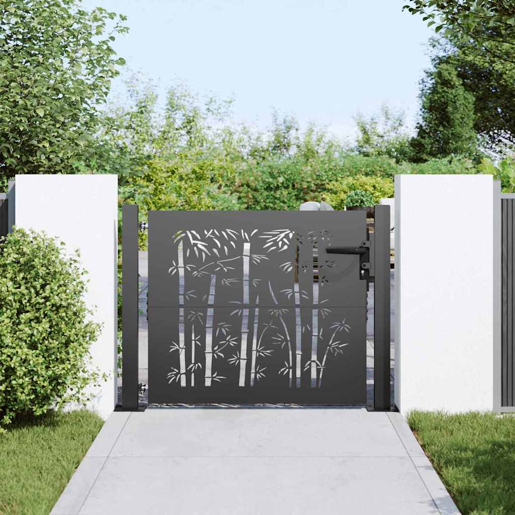 Cancello da giardino con blocco Nero 110 x 105 cm | homemem39