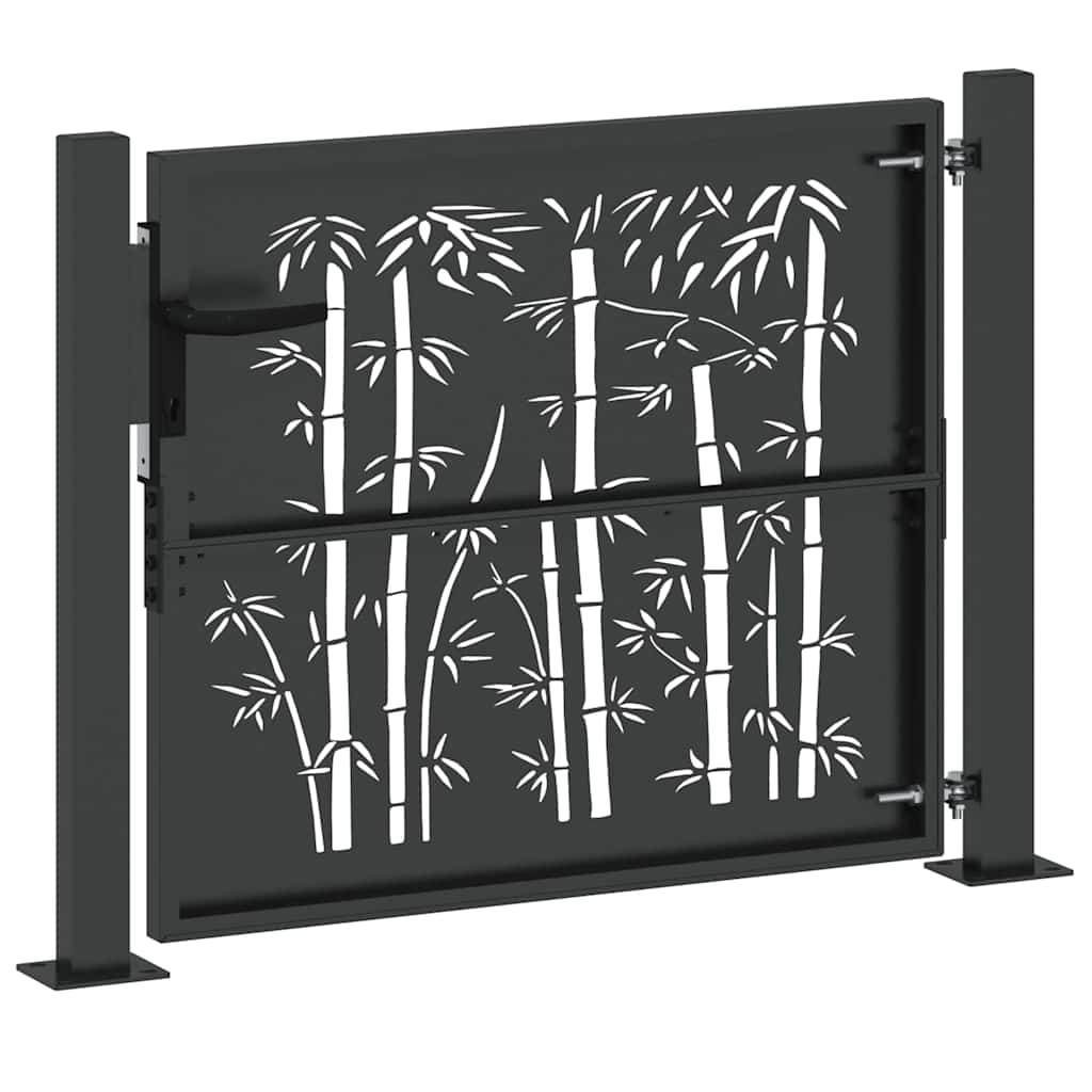 Cancello da giardino con blocco Nero 110 x 105 cm | homemem39