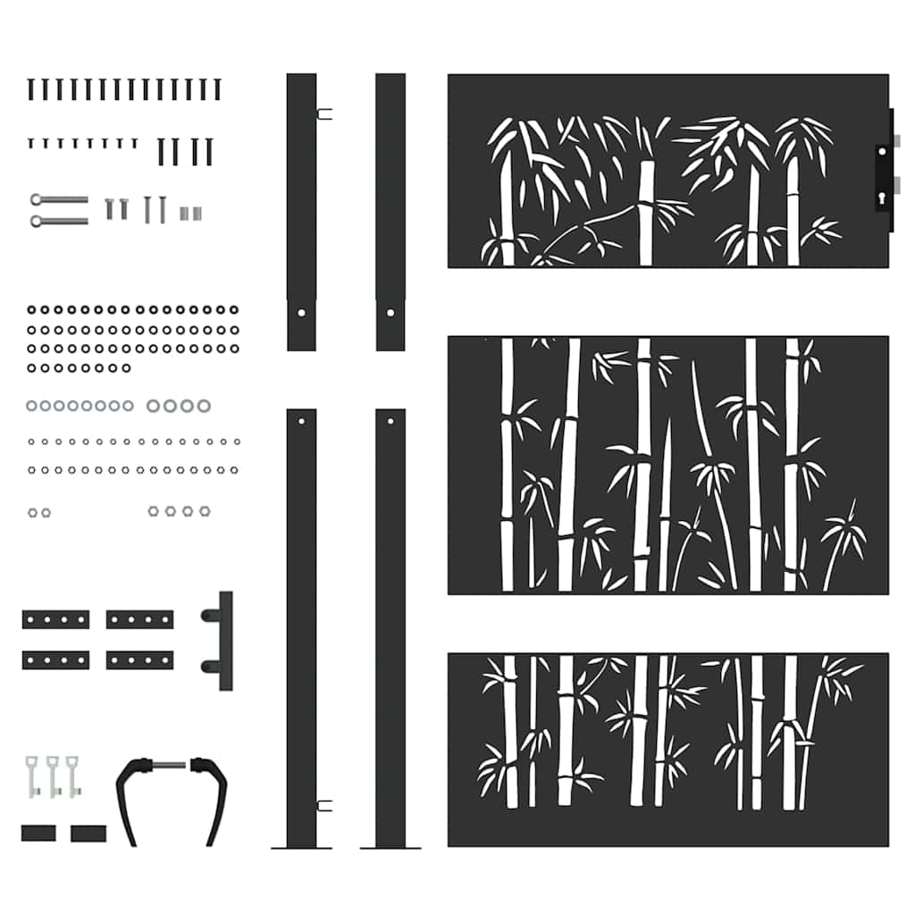 Cancello da giardino con blocco Nero 110 x 130 cm | homemem39