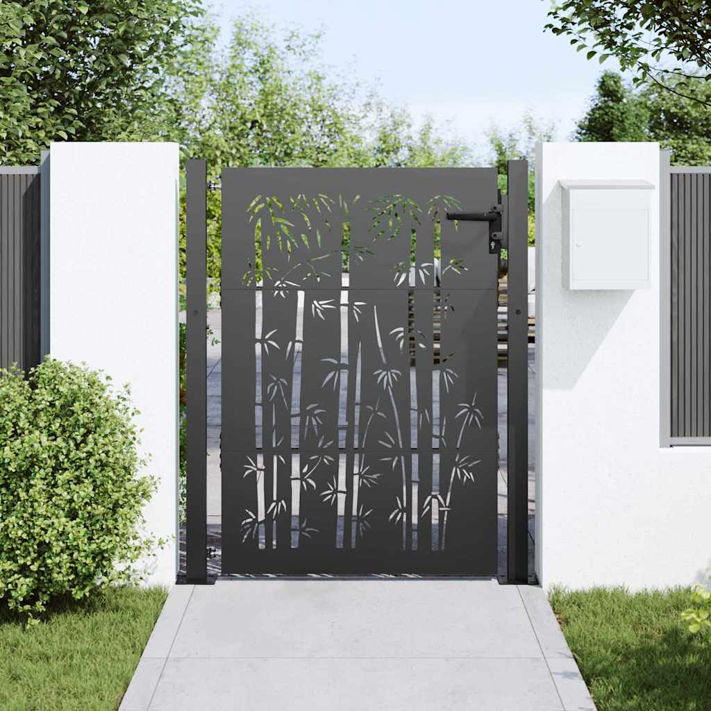 Cancello da giardino con blocco Nero 110 x 130 cm | homemem39
