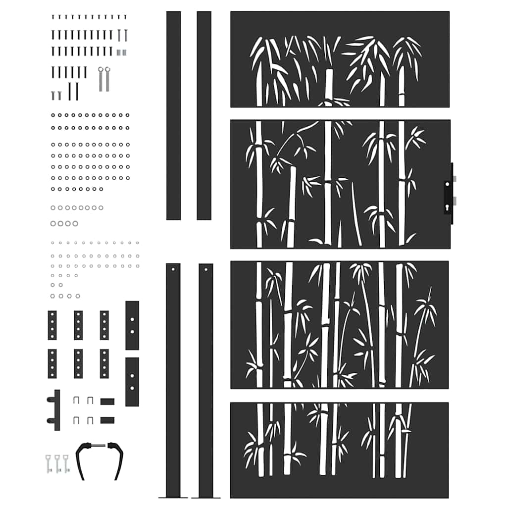 Cancello da giardino con blocco Nero 110 x 180 cm | homemem39