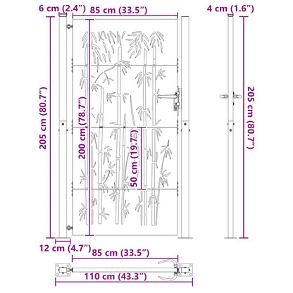 Cancello da giardino con blocco Nero 110 x 205 cm | homemem39