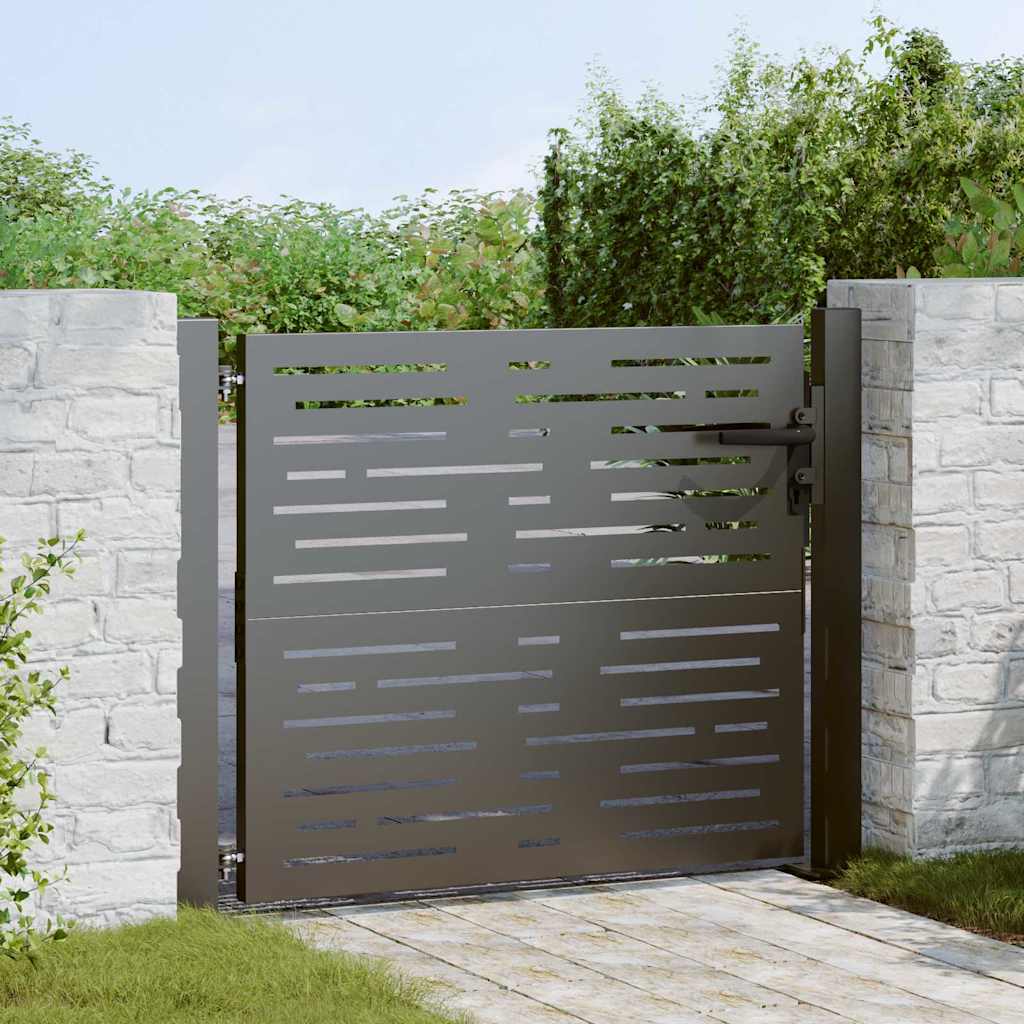 Cancello da giardino con blocco Nero 110 x 105 cm | homemem39