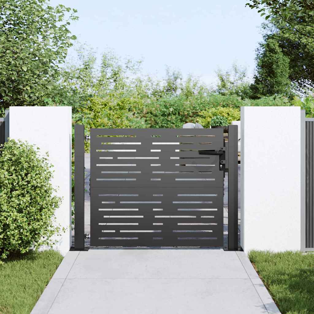 Cancello da giardino con blocco Nero 110 x 105 cm | homemem39