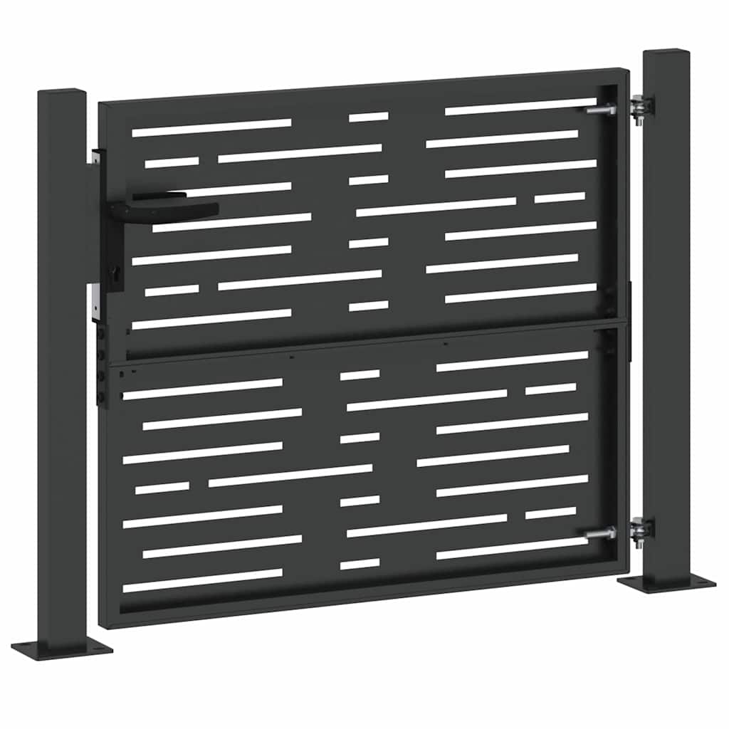 Cancello da giardino con blocco Nero 110 x 105 cm | homemem39