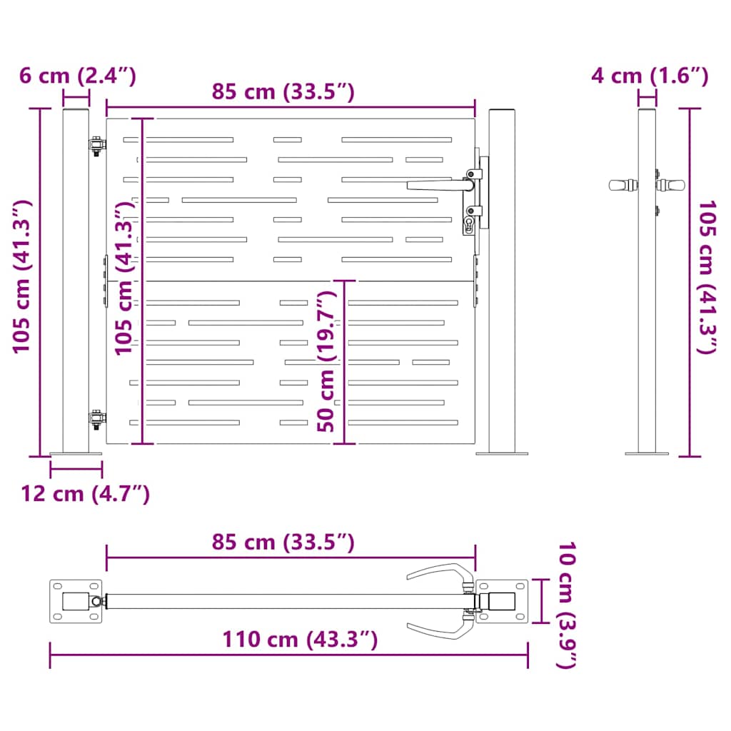 Cancello da giardino con blocco Nero 110 x 105 cm | homemem39