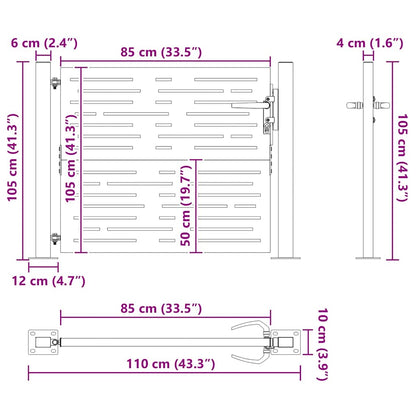 Cancello da giardino con blocco Nero 110 x 105 cm | homemem39