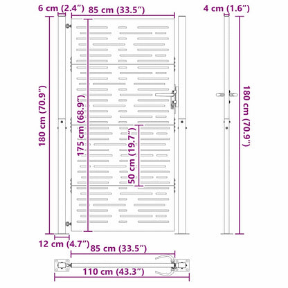 Cancello da giardino con blocco Nero 110 x 180 cm | homemem39