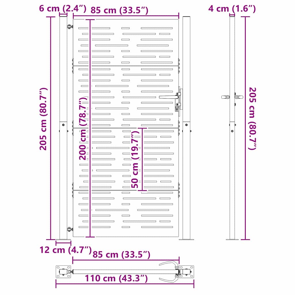 Cancello da giardino con blocco Nero 110 x 205 cm | homemem39
