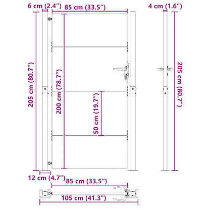 Cancello da giardino con blocco Nero 105 x 205 cm | homemem39