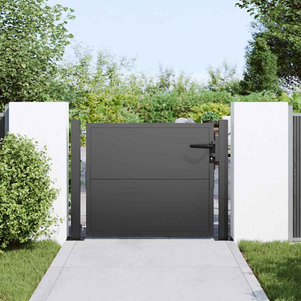 Cancello da giardino con blocco Nero 110 x 105 cm | homemem39
