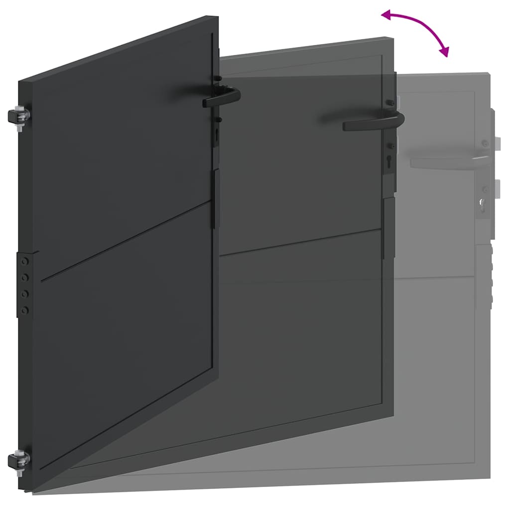 Cancello da giardino con blocco Nero 110 x 105 cm | homemem39