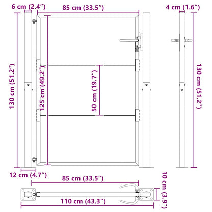 Cancello da giardino con blocco Nero 110 x 130 cm | homemem39