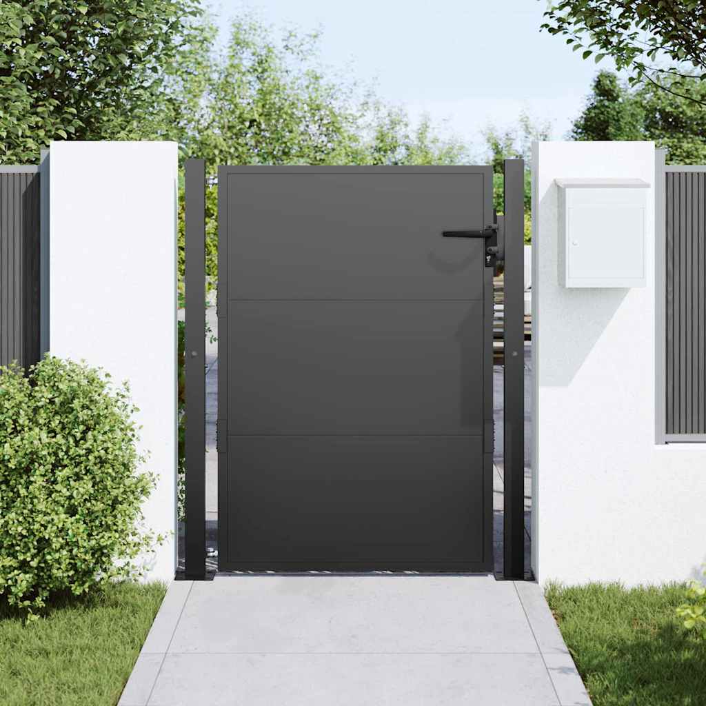 Cancello da giardino con blocco Nero 110 x 155 cm | homemem39