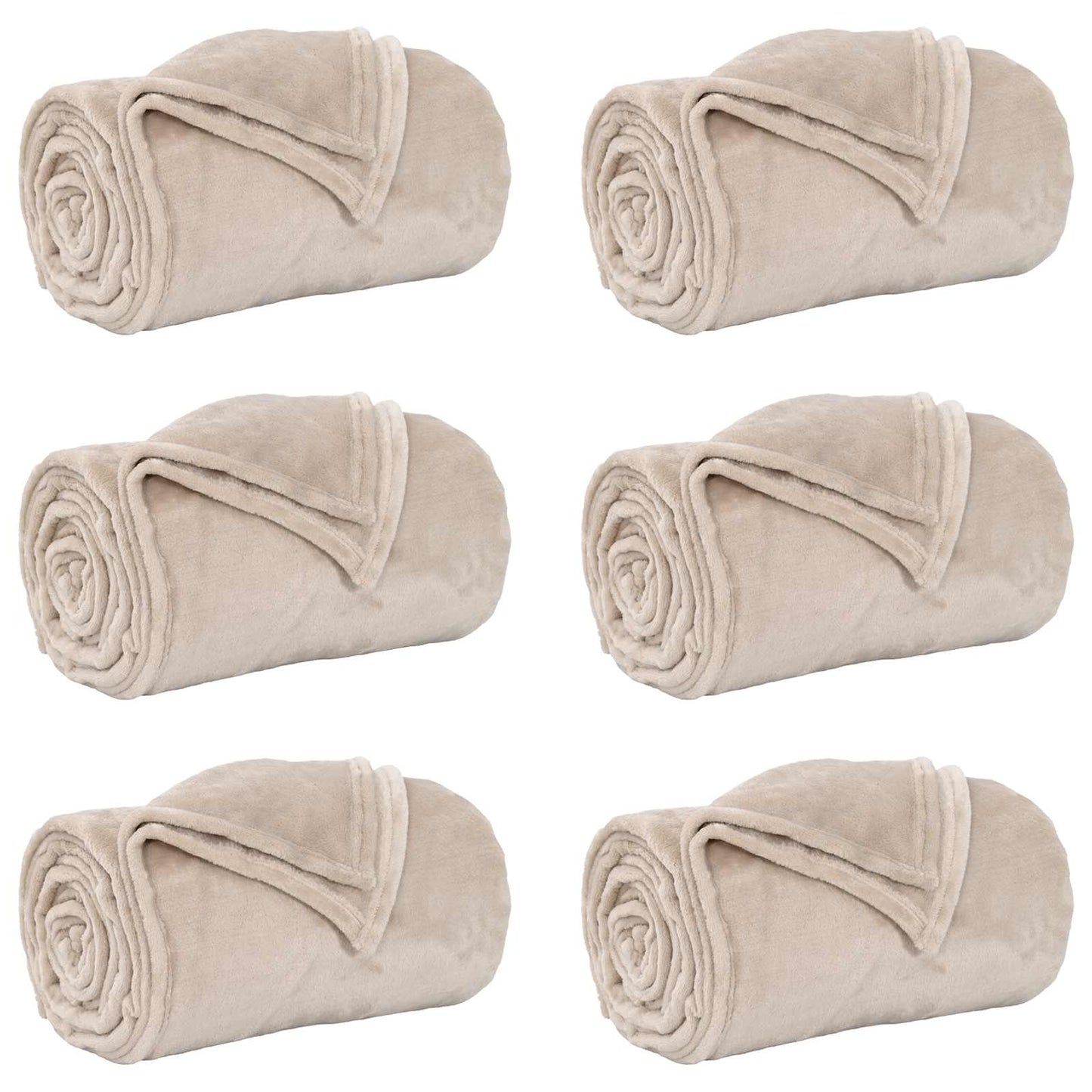 Coperte da Pile 6 pcs Beige 130 x 150 cm Panno