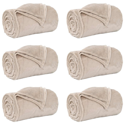Coperte da Pile 6 pcs Beige 220 x 240 cm Panno