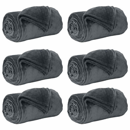 Coperte da Pile 6 pcs Grigio scuro 220 x 240 cm Panno