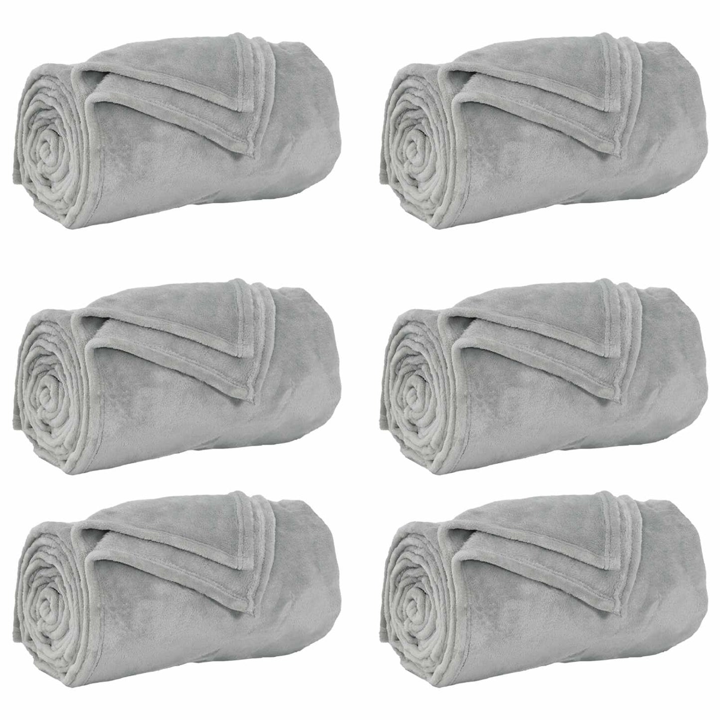 Coperte da Pile 6 pcs Grigio 130 x 150 cm Panno