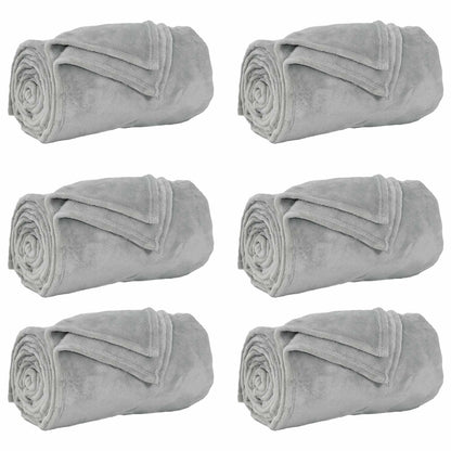 Coperte da Pile 6 pcs Grigio 150 x 200 cm Panno