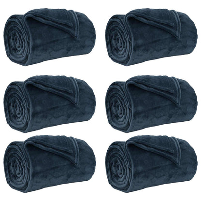 Coperte da Pile 6 pcs Blu navy 240 x 270 cm Panno
