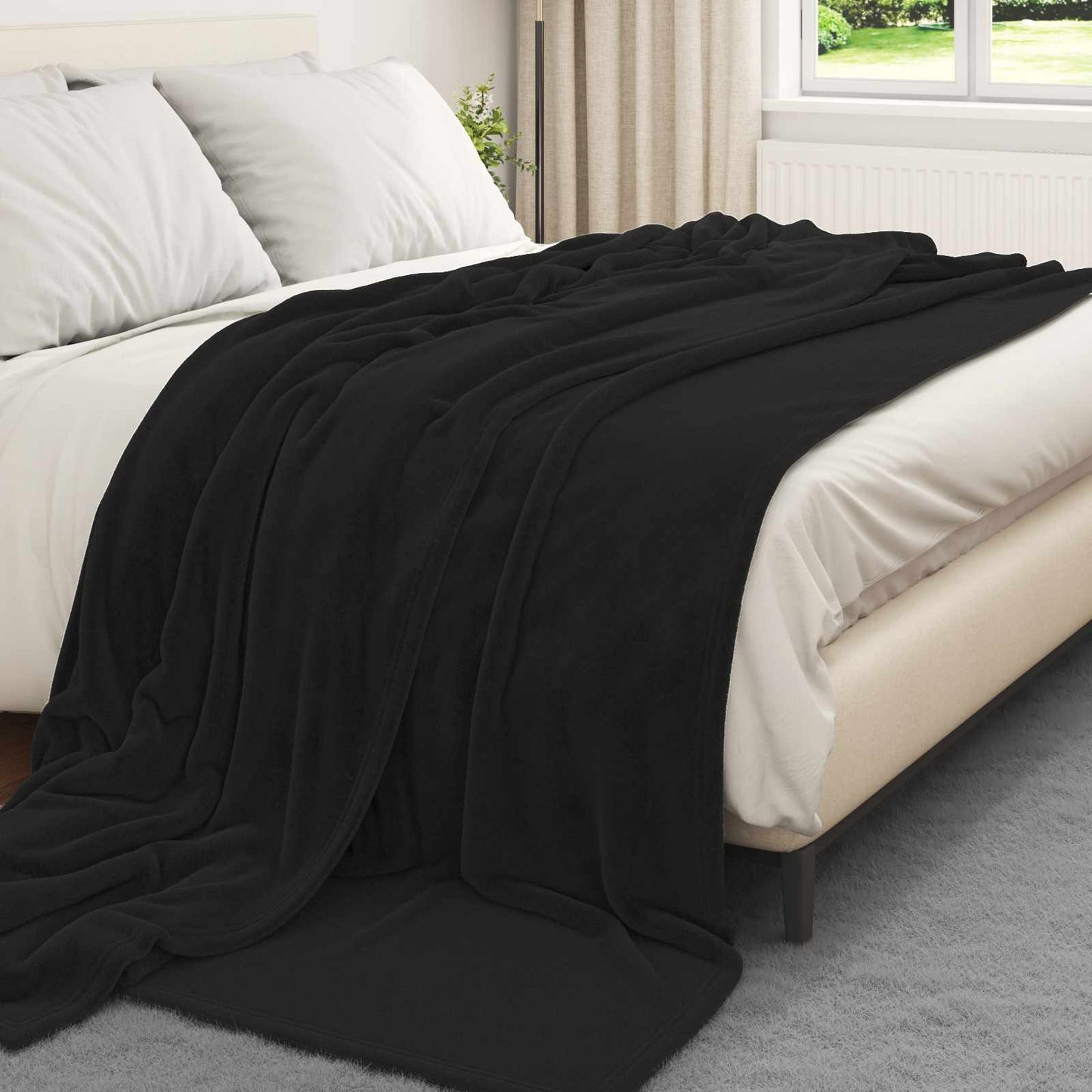 Coperte da Pile 6 pcs Nero 220 x 240 cm Panno
