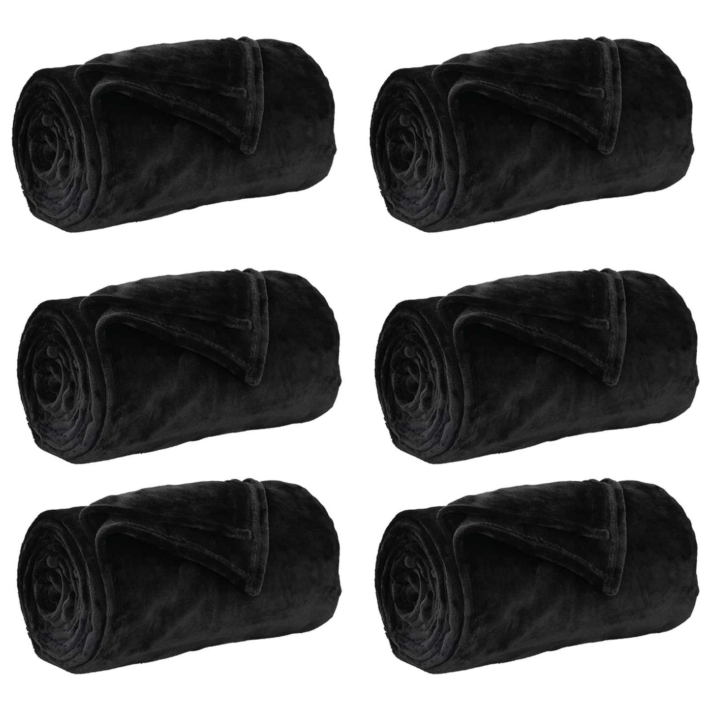 Coperte da Pile 6 pcs Nero 240 x 270 cm Panno