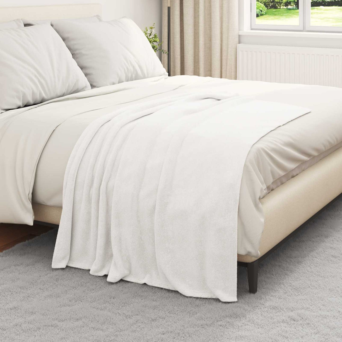 Coperte da Pile 6 pcs Bianco 130 x 150 cm Panno