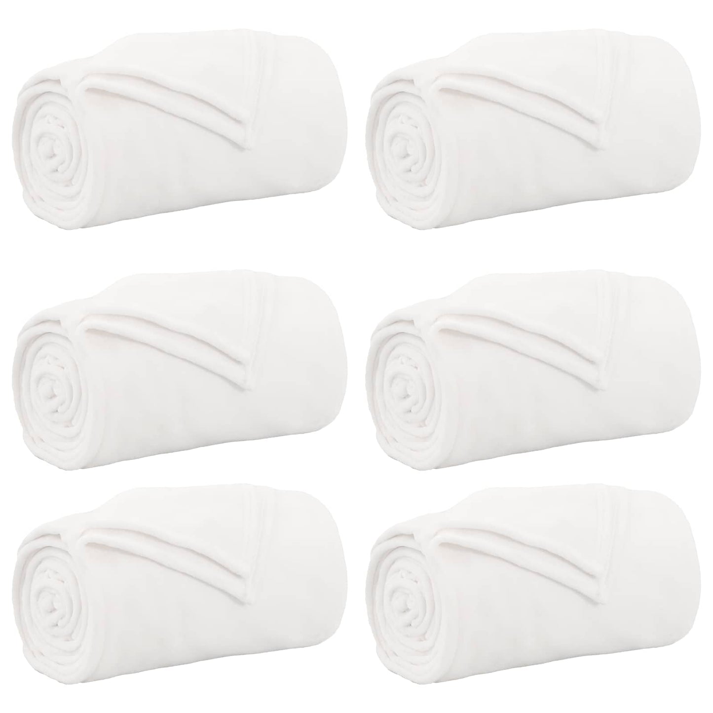 Coperte da Pile 6 pcs Bianco 130 x 150 cm Panno