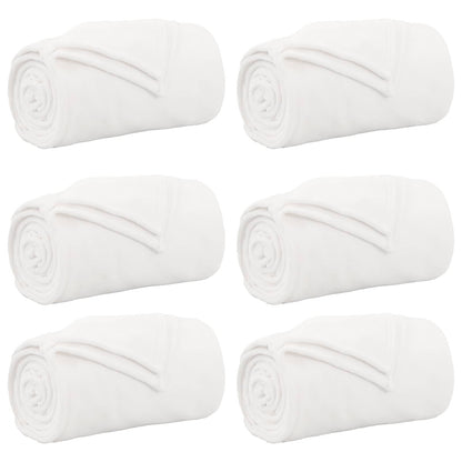 Coperte da Pile 6 pz Bianco 130 x 150 cm 3.04 Panno