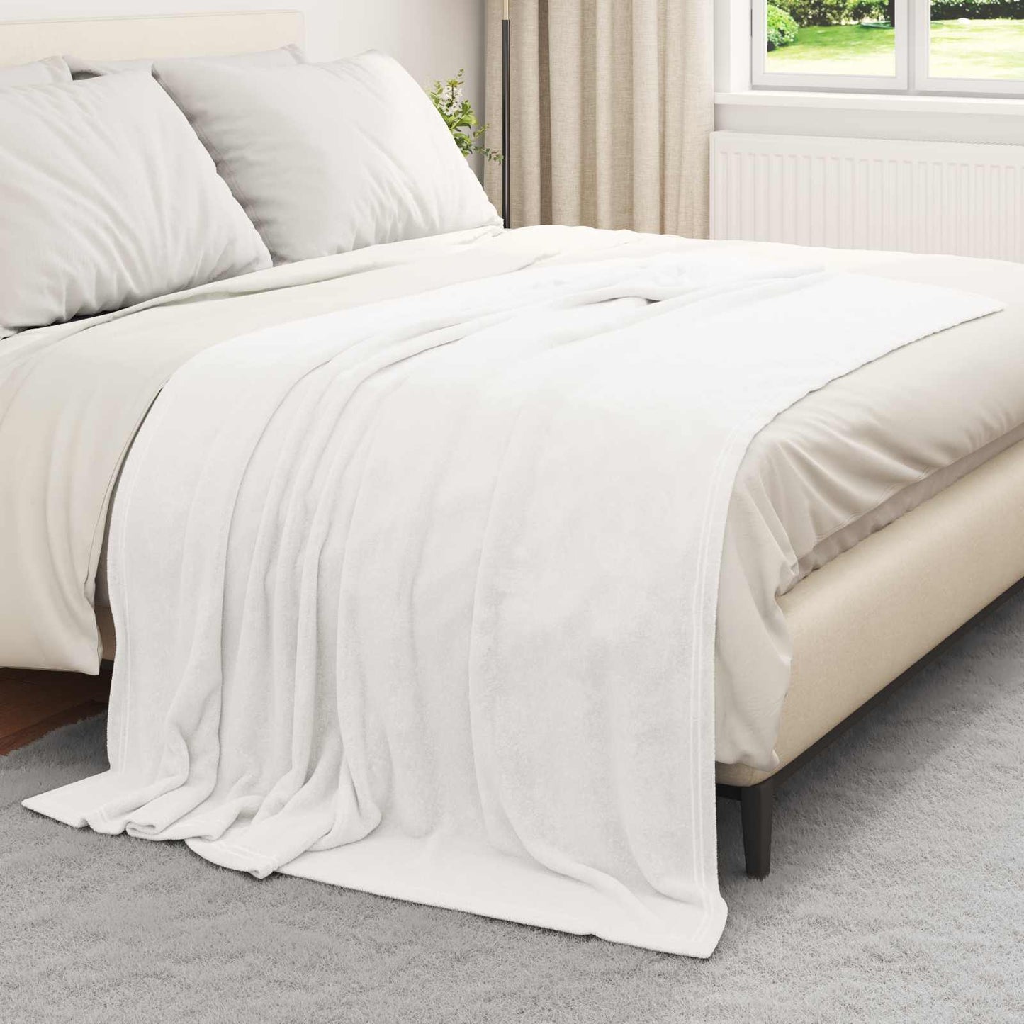 Coperte da Pile 6 pcs Bianco 150 x 200 cm Panno