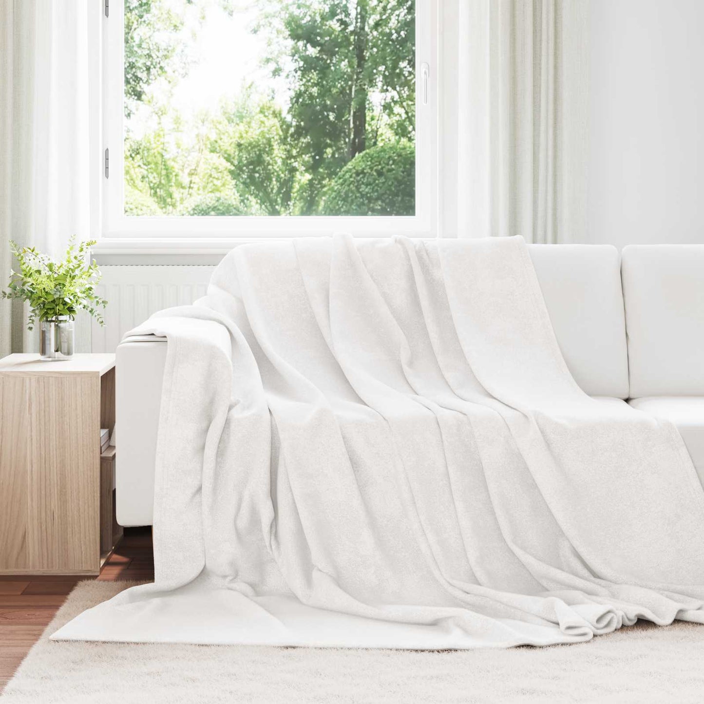 Coperte da Pile 6 pcs Bianco 220 x 240 cm Panno