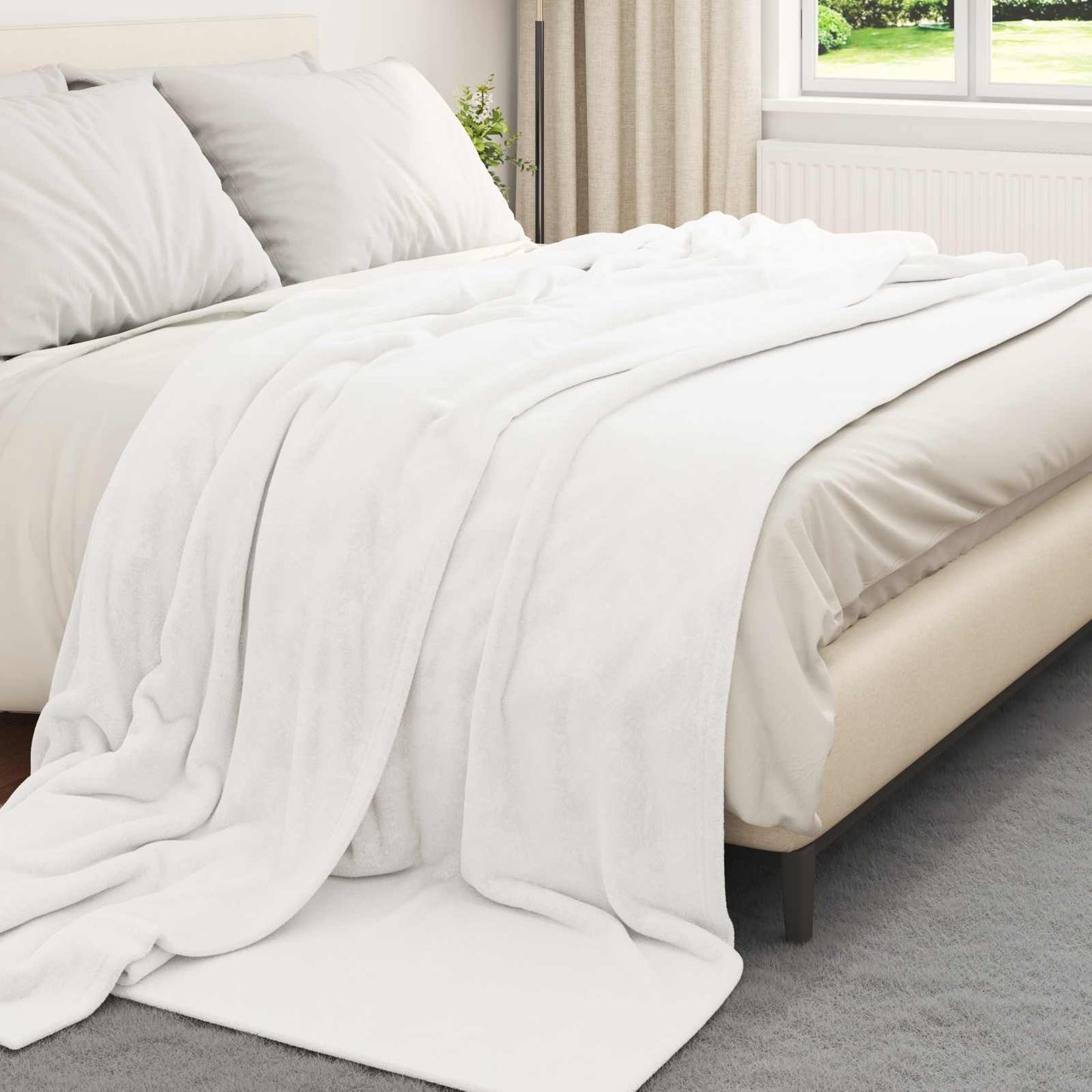 Coperte da Pile 6 pcs Bianco 240 x 270 cm Panno