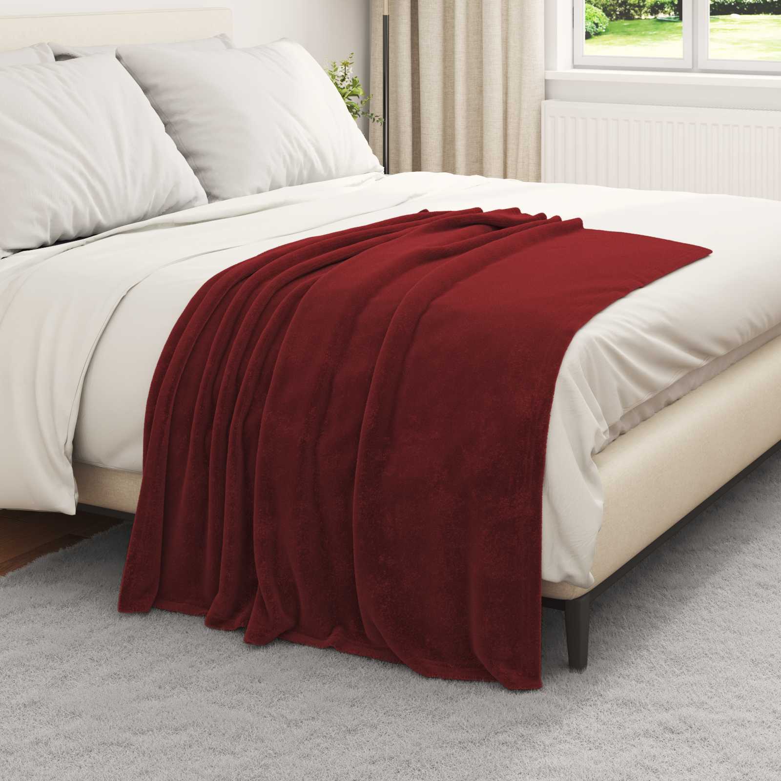 Coperte da Pile 6 pcs Rosso Bordeaux 130 x 150 cm Panno | homemem39