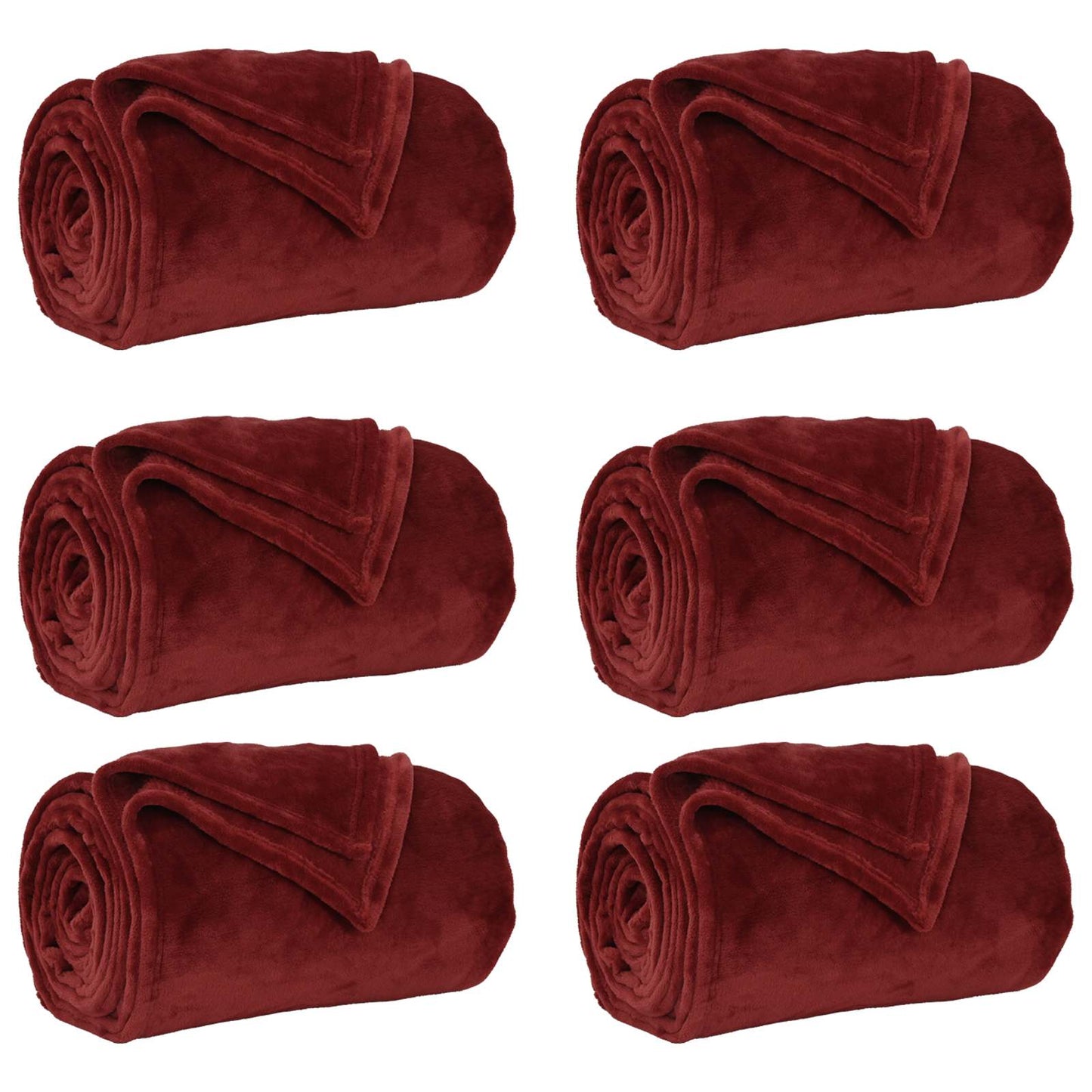 Coperte da Pile 6 pcs Rosso Bordeaux 150 x 200 cm Panno