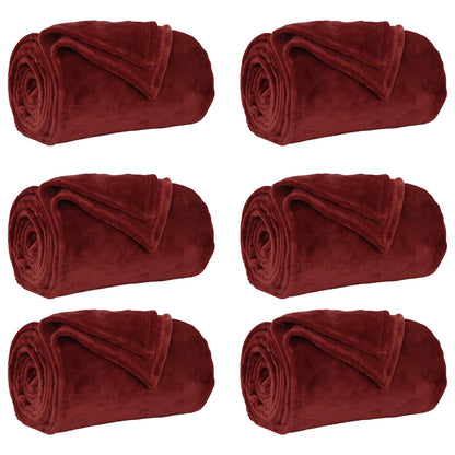 Coperte da Pile 6 pcs Rosso Bordeaux 220 x 240 cm Panno