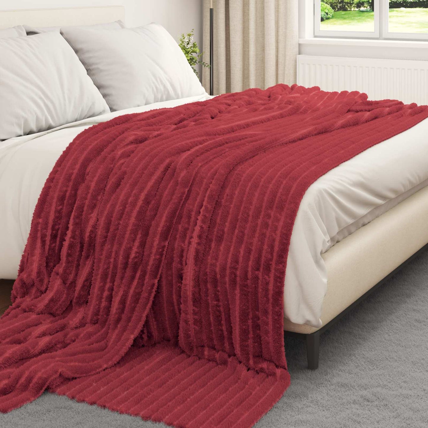 Coperta Rosso Bordeaux 240 x 220 cm Panno | homemem39
