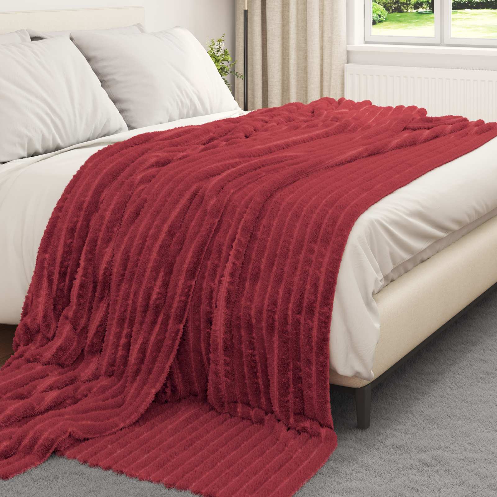 Coperta Rosso Bordeaux 240 x 220 cm Panno | homemem39