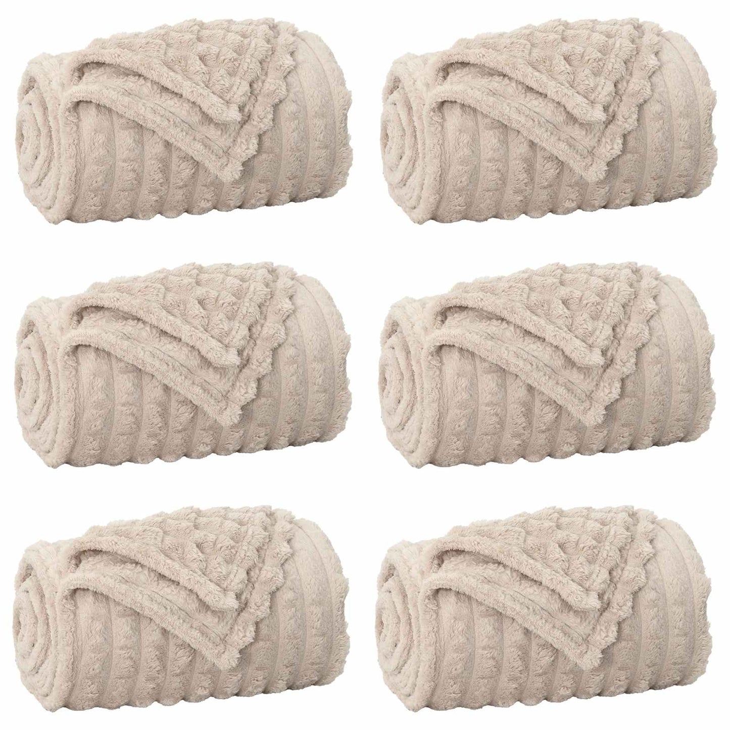 Coperte da Pile 6 pcs Beige 200 x 150 cm Panno
