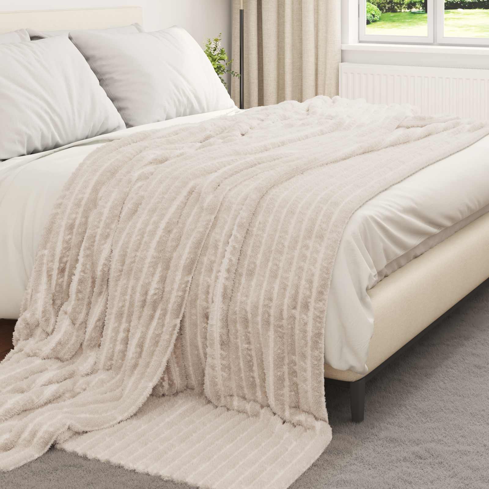 Coperte da Pile 6 pcs Beige 240 x 220 cm Panno | homemem39