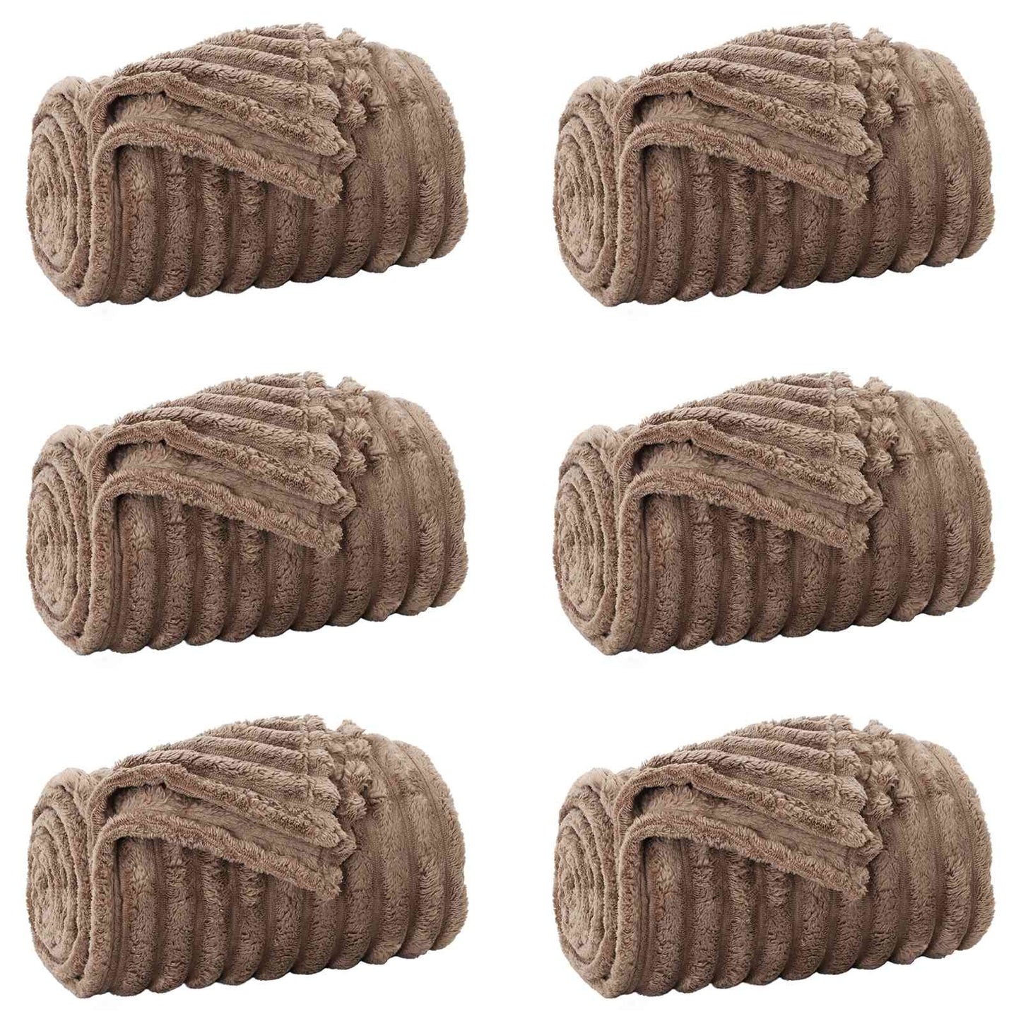 Coperte da Pile 6 pcs Cammello 200 x 150 cm Panno | homemem39