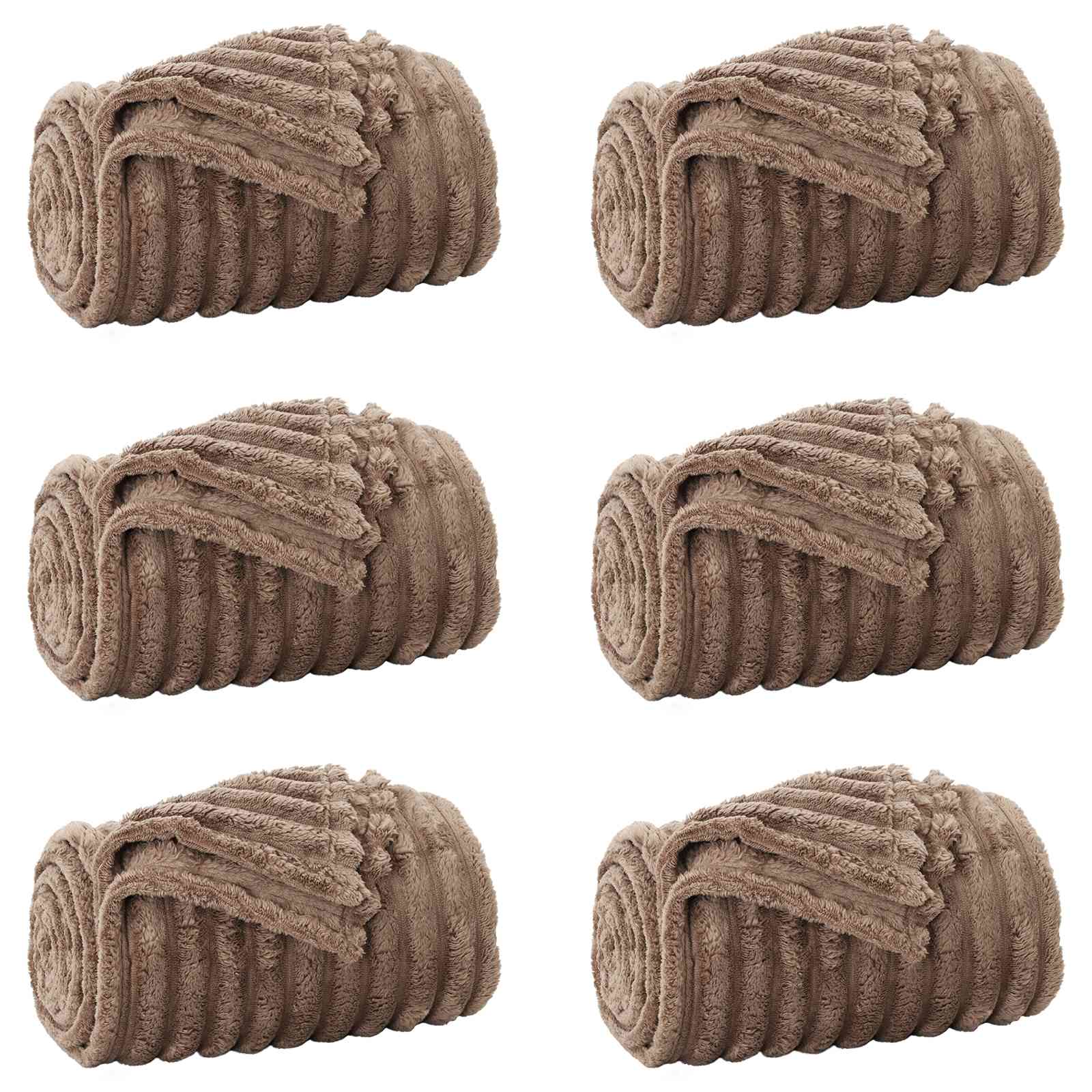 Coperte da Pile 6 pcs Cammello 240 x 220 cm Panno | homemem39