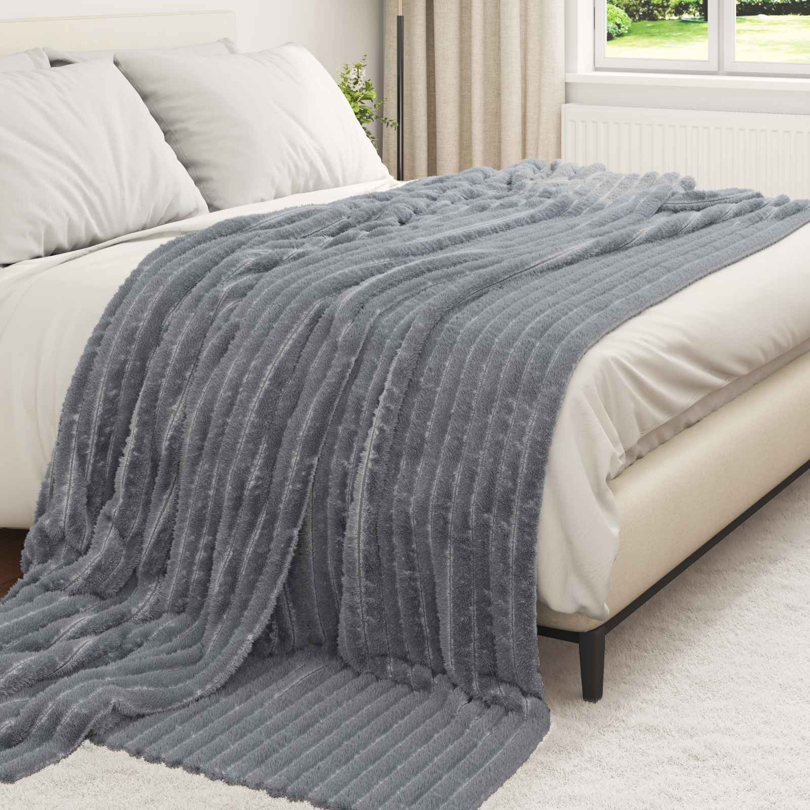 Coperte da Pile 6 pcs Grigio scuro 240 x 220 cm Panno | homemem39