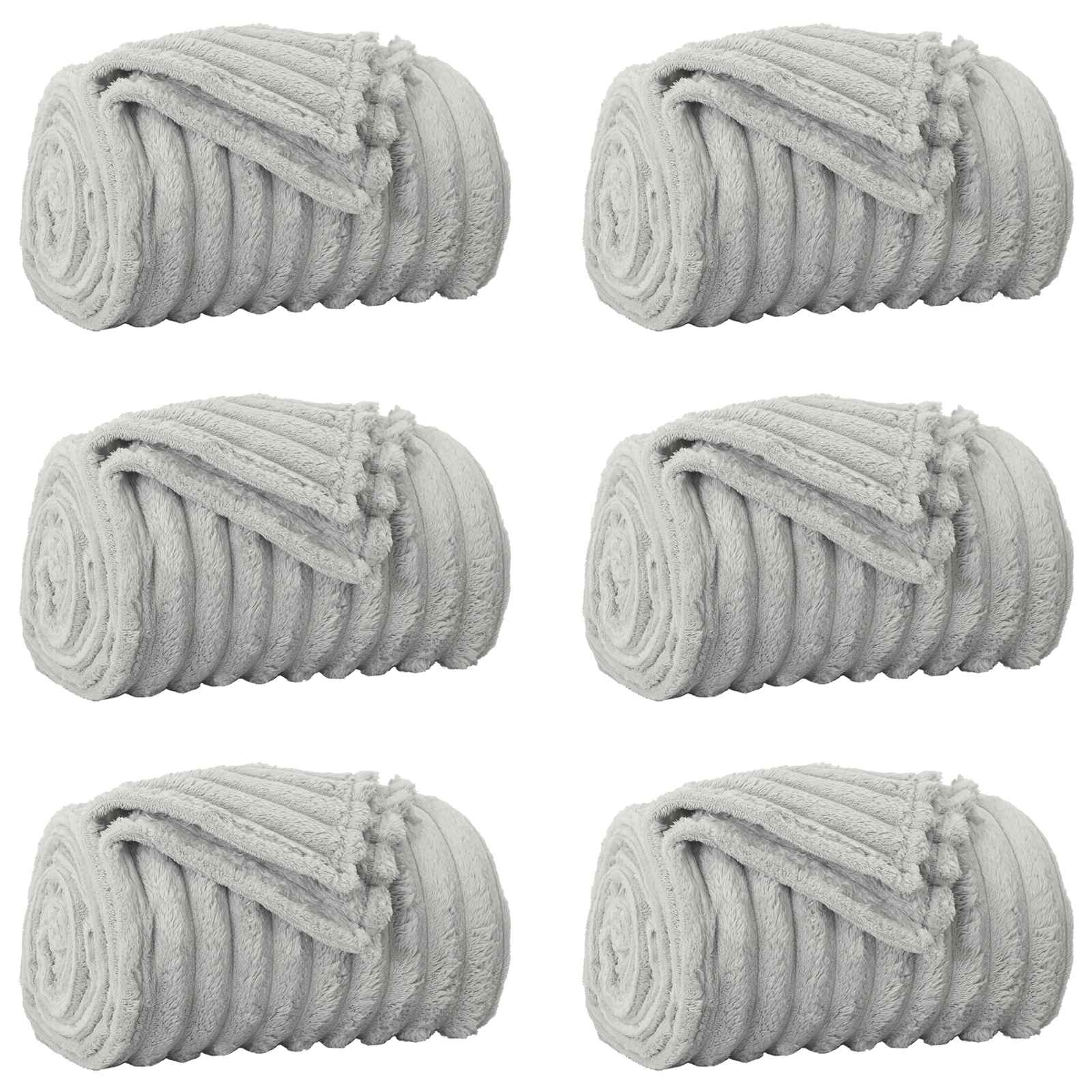 Coperte da Pile 6 pcs Grigio 150 x 130 cm Panno | homemem39
