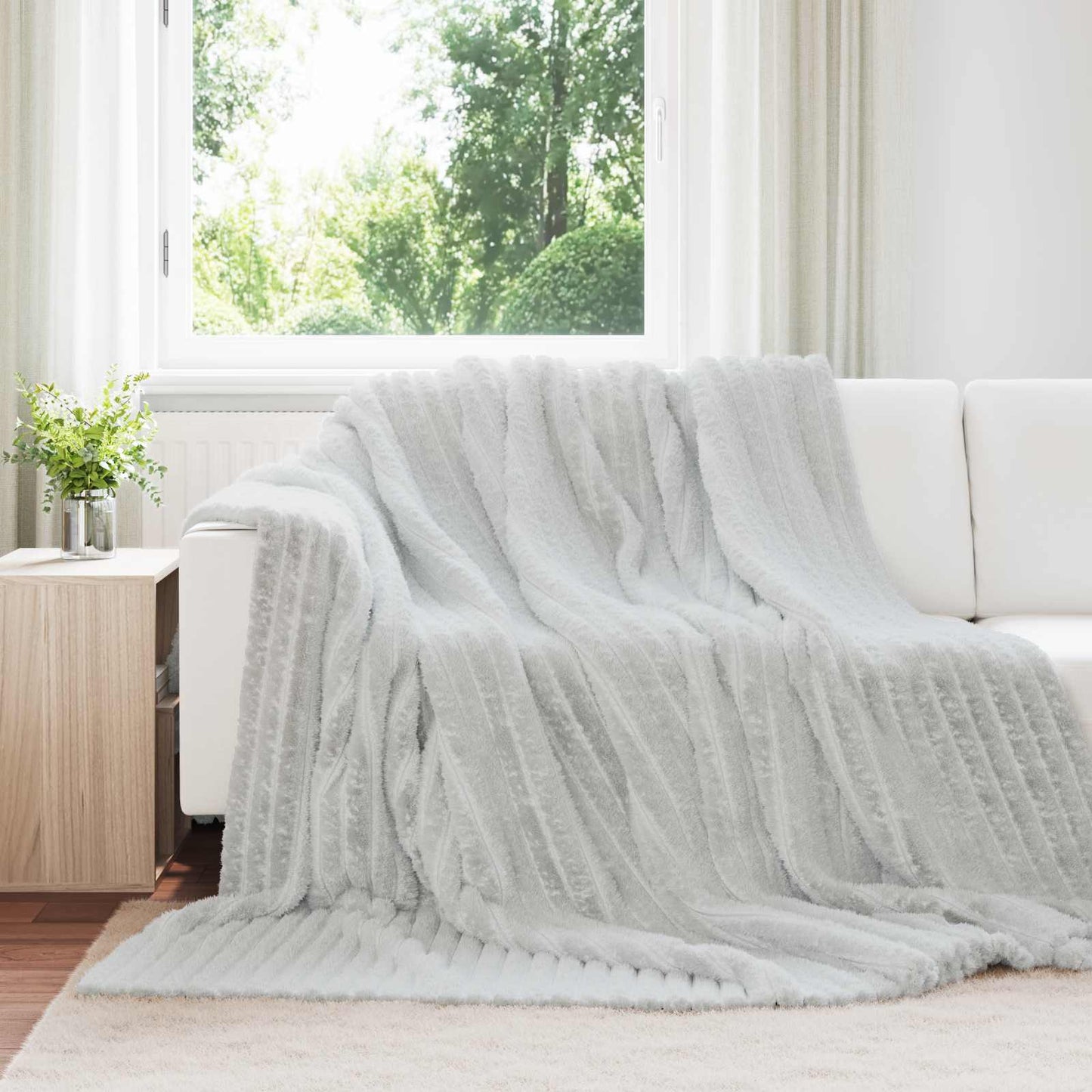 Coperte da Pile 6 pcs Grigio 270 x 240 cm Panno
