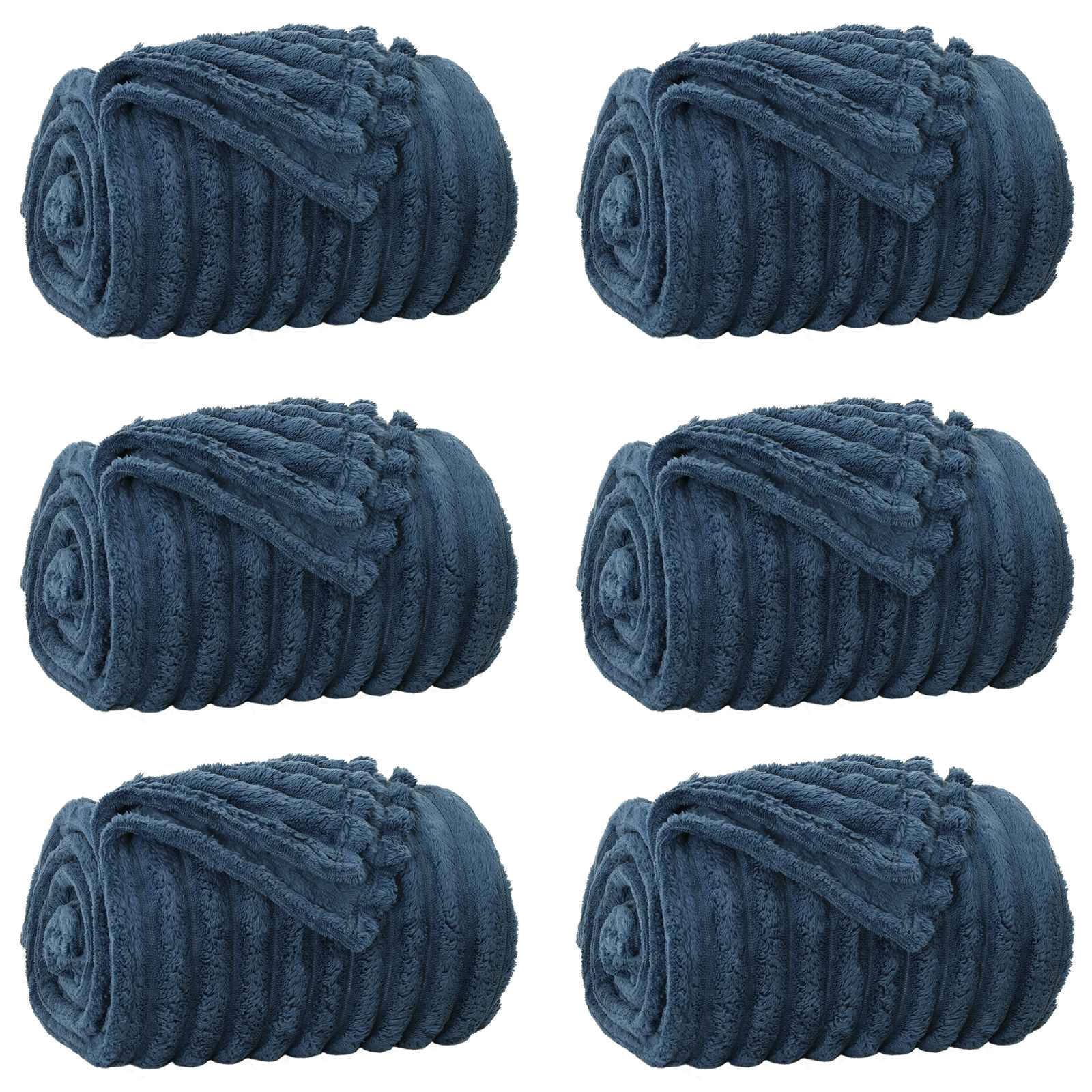 Coperte da Pile 6 pcs Blu navy 150 x 130 cm Panno | homemem39